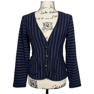 Marc By Marc Jacobs Dark Denim Blue Striped Blazer